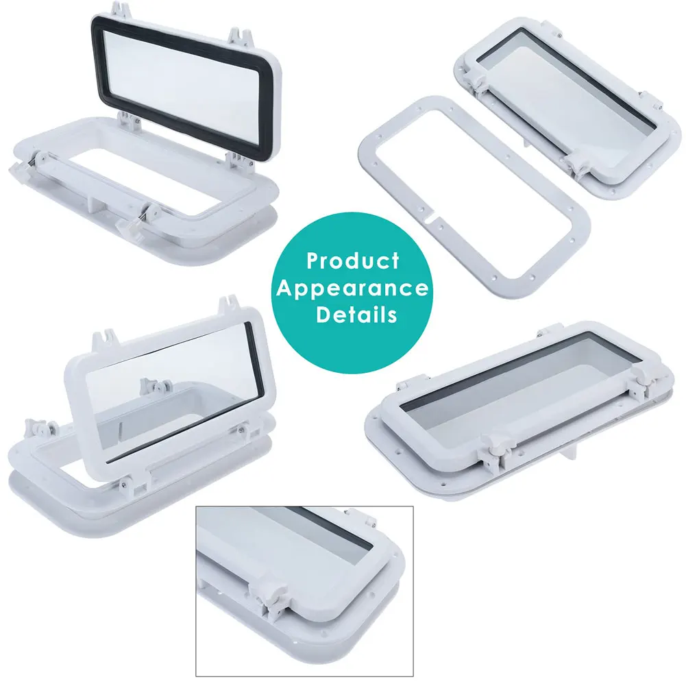 40x20cm Boat Rectangular Porthole Anti-Ultraviolet ABS Tempered Glass Porthole Window Opening Portlight RV Yacht Porthole