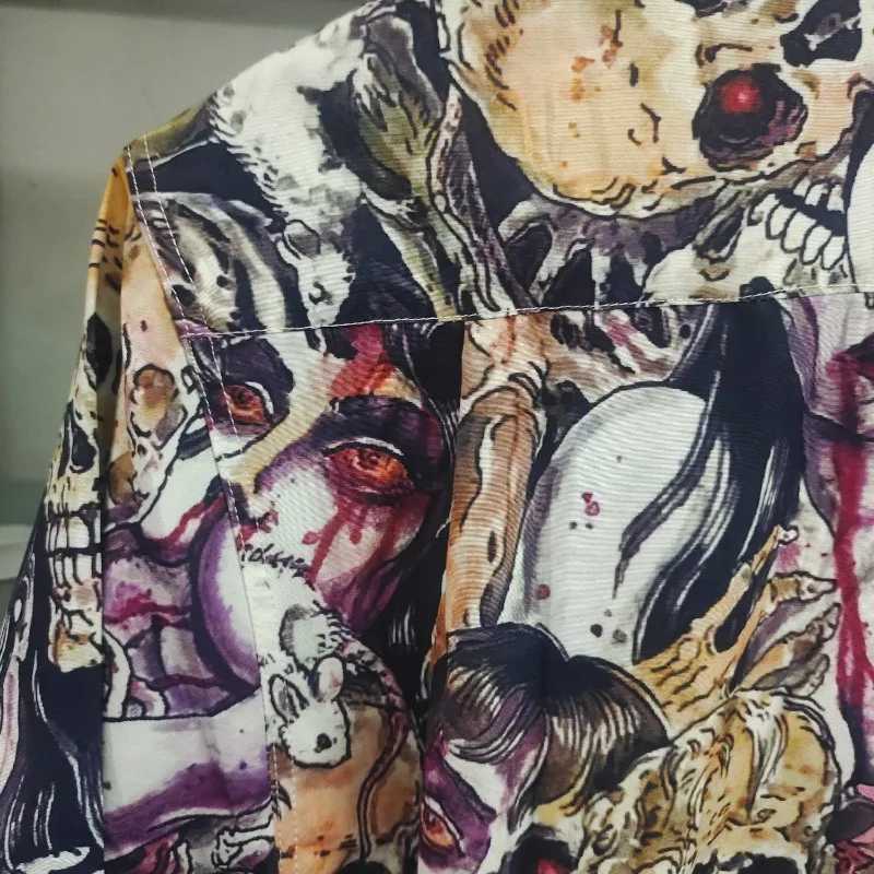 Men's T-Shirts New Tiger Pattern Wacko Maria Short sleeved Summer Mens and Womens Hawaiian Beach Casual Shirt J240402