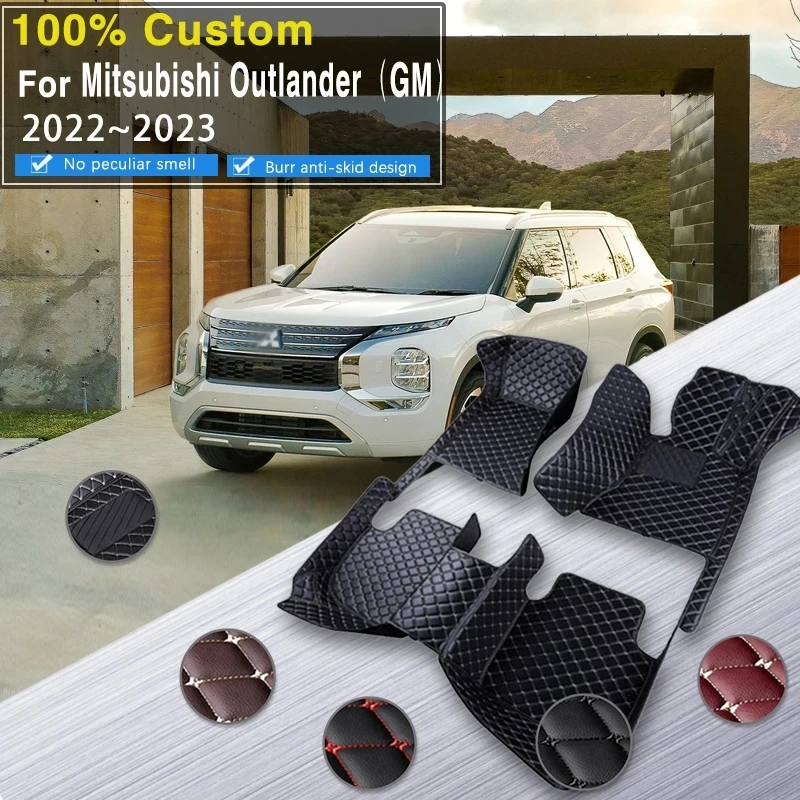 Non-hybrid Vehicle Car Floor Mat For Mitsubishi Outlander GM 2022 2023 5seat Leather Pads Car Mats Alfombrillas Car Accessories