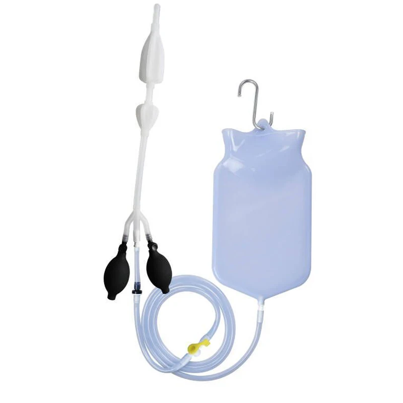 Silicone Enema Douche Bulb Dual Side Openings Elastic Inflatable Double Bulb Flushing System for Health Care Enema Bulb