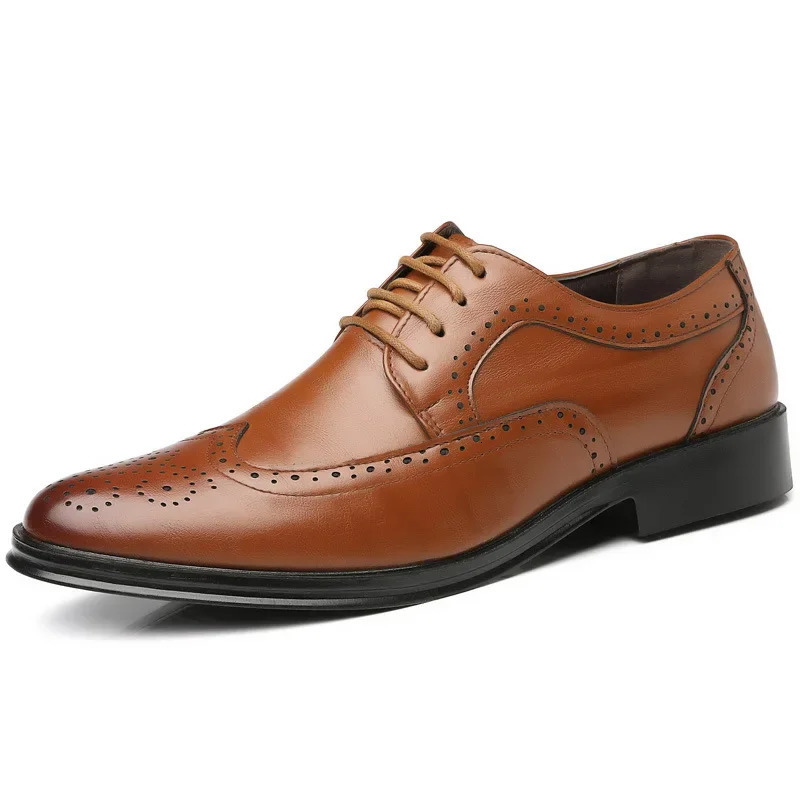 Oxford shoes genuine Calfskin leather Brogue dress shoes classic business formal shoes men handmade 241031