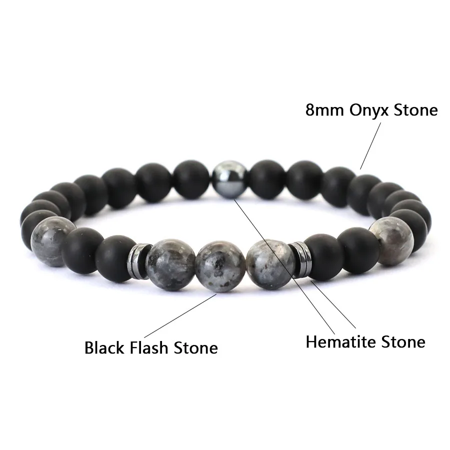 Noter Handmade Mens Bracelet 8mm Onyx Tiger Eyes Stone Beaded Braclet Hematite Healing Braslet Cadeau Homme Leisure Accessories
