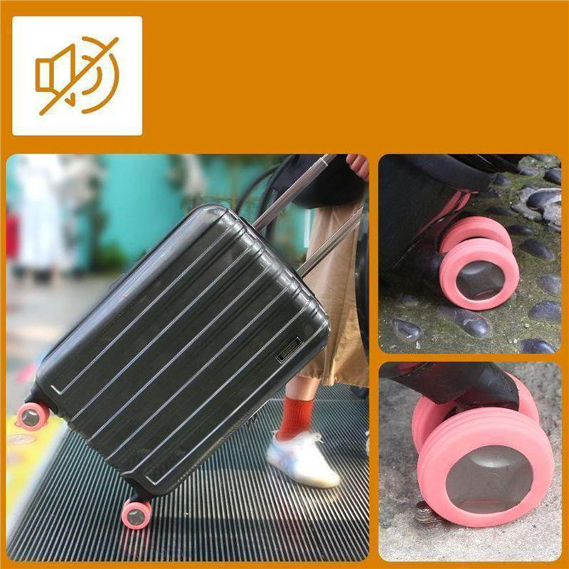 Wheel 4-16Pcs Lage Rolling Protecter Silicone Travel Suitcase Trolley Caster Shoes Reduce Noise Silence Cover Bag Accessories smile