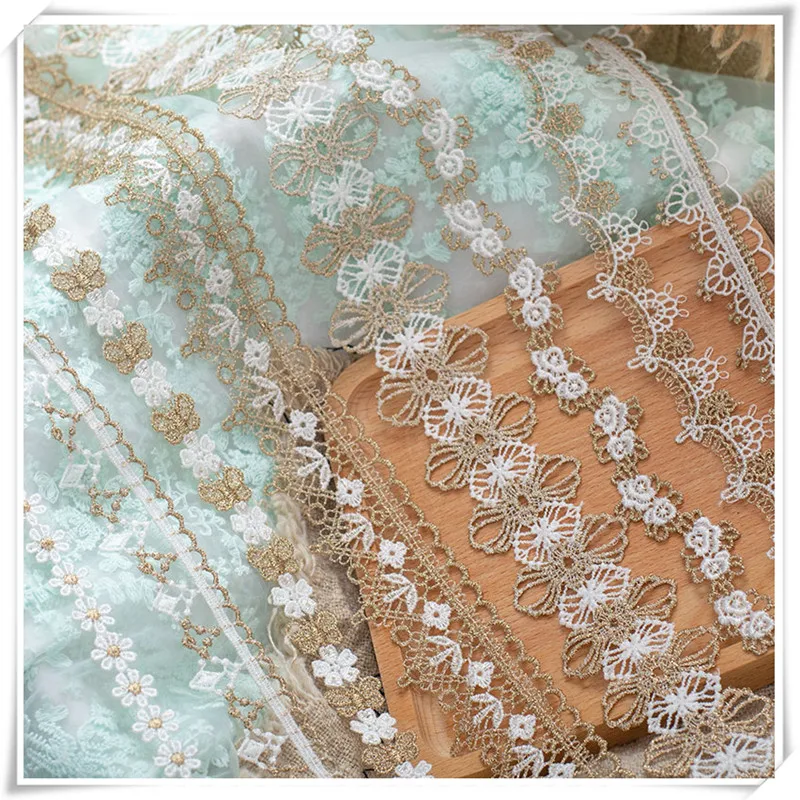 1 Yard Gold Lace Trim Braid Lace DIY Garment Accessories Embroidery Fabric Lace Trims