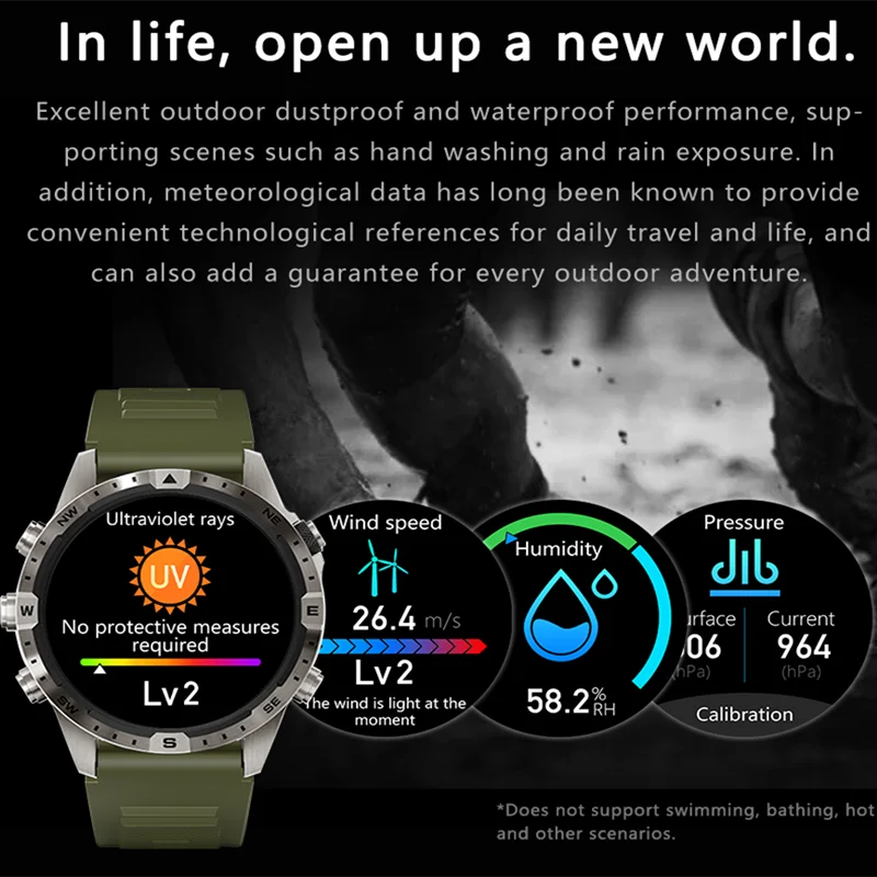 GT45 Smart Watch Men Outdoor Sports Voice Assistant Compass Calculator Bluetooth Call Heart Rate Health Monitoring Smartwatch