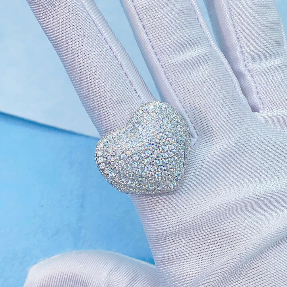 Moissanite Heart for Iced Out Rings Women S Sier Wedding Ring Finger Jewelry Pass Dias Tester Free Shipping