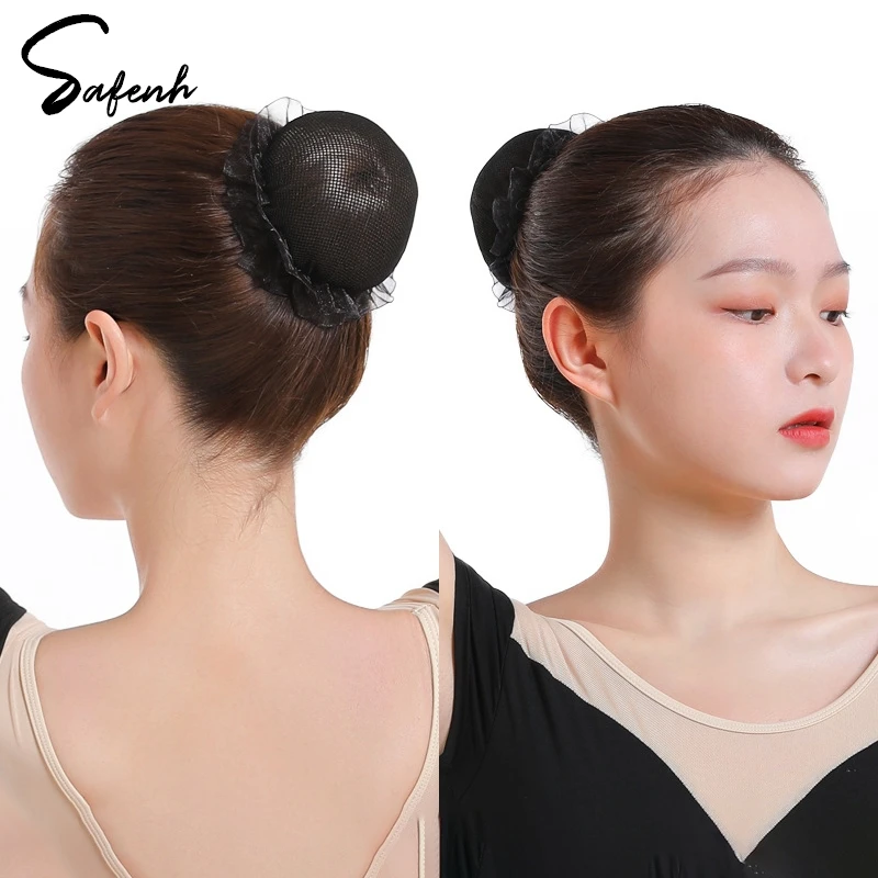 1Pc Hairnet Bun Cover Snood Women Hair Net Ballet Dance Skating Crochet Rhinestone Styling Headwear Accessories
