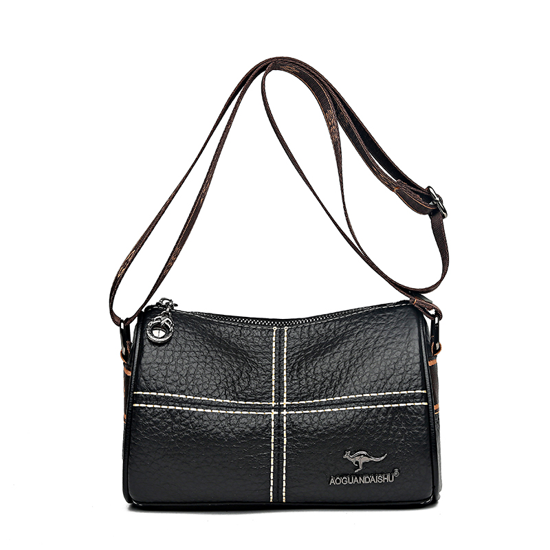 Designer Women's Shoulder Bag Genuine Leather High Quality Crossboby Bags For Ladies New Solid Color Wide Shoulder Strap Handbag