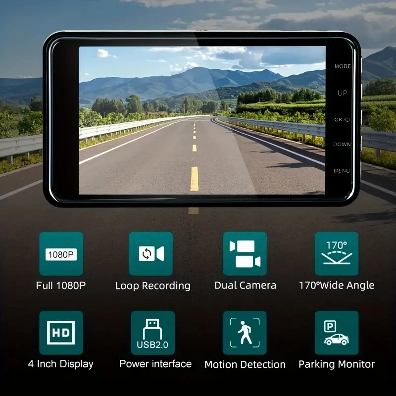Dash Cam for Cars 1080P 3Inch Touch Screen Car DVR Video Recorder Rear View Camera for Vehicle 24H Parking Monitor Black Box