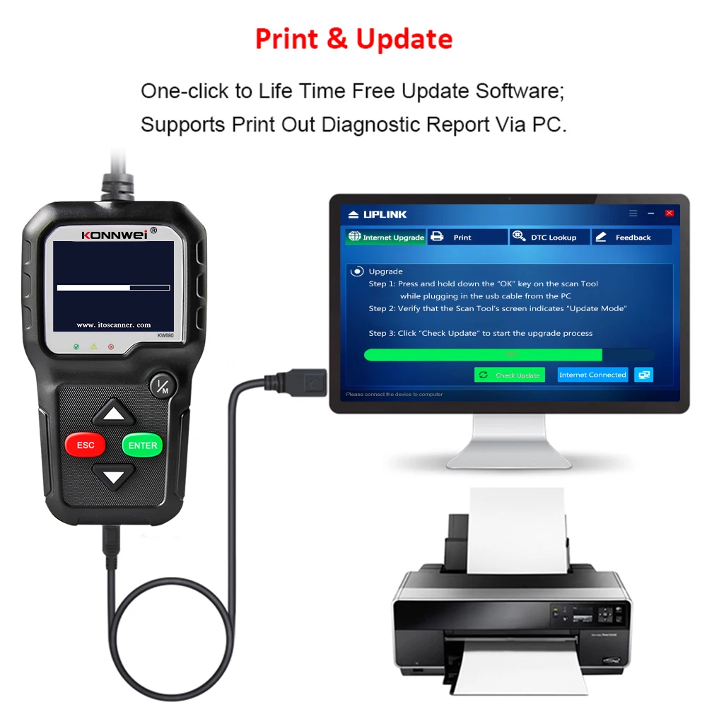 KONNWEI KW680 OBD2 Scanner OBDII Car Diagnostic Auto Diagnostic Tools Russian Language Car Scanner Tool Diagnostic code reader