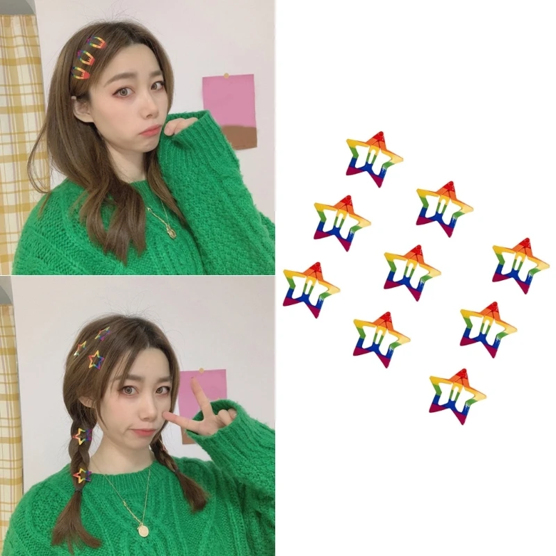 Y2k Rainbow Color Design Girls Hair Clip 2025 Taking new Photo Hairpins Lovely Hairclip