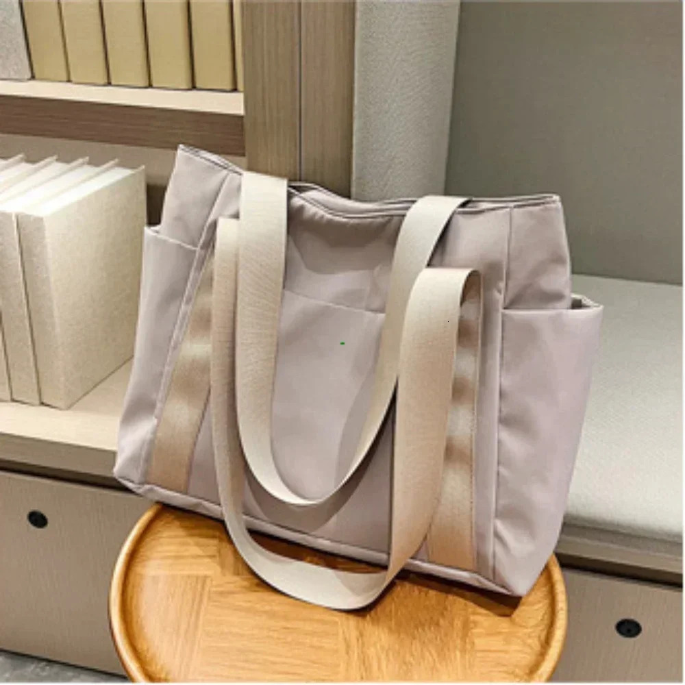 Solid Color Tote Designer Single Shoulder Casual Simple Canvas Handbag