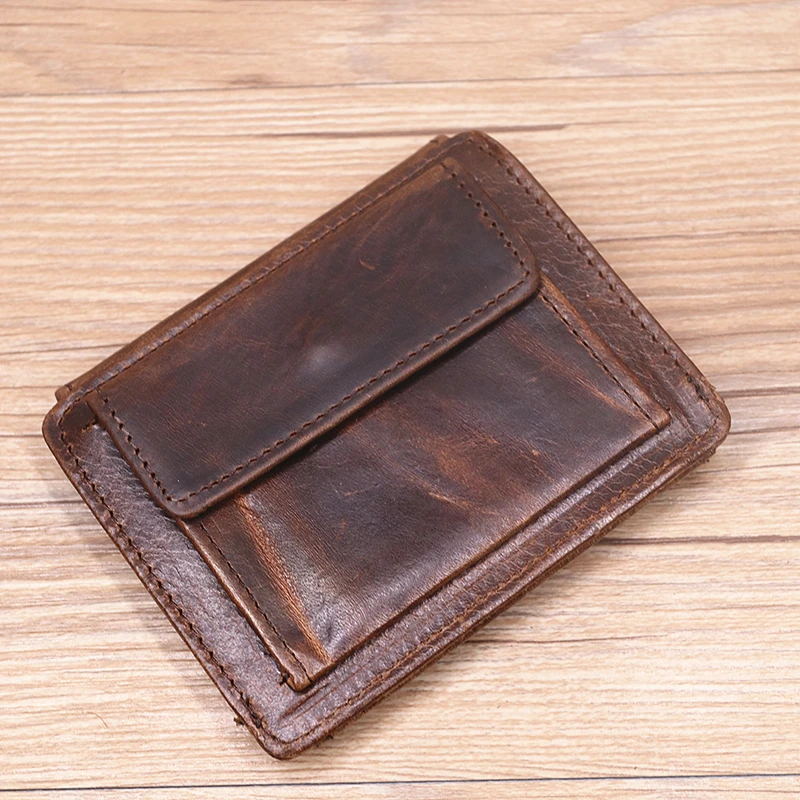 Genuine Leather Wallet For Men Male Original Cowhide Vintage Short Men's Wallets Purse With Card Holder ID Window Coin Pocket