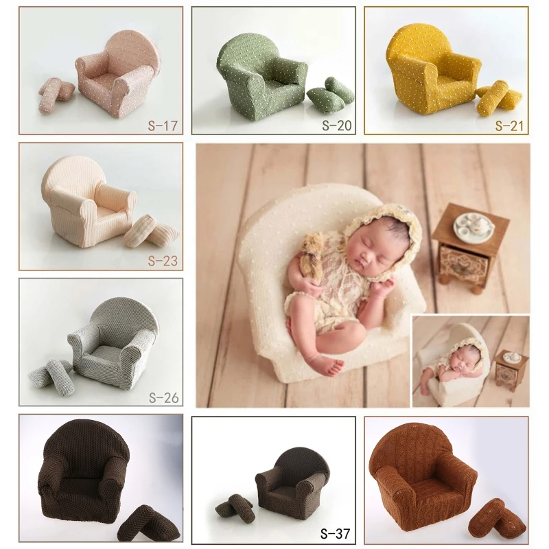 3Pcs/set Newborn Baby Photography Props Posing Mini Sofa Arm Chair Pillows Infant Photo Prop Accessories 100 Days Shooting Props