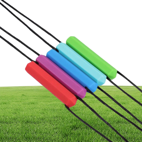 8 Colors Baby SoOTHERs Chew Necklace Silicone Teething Pendant Food Grade for Autism Kids Mom