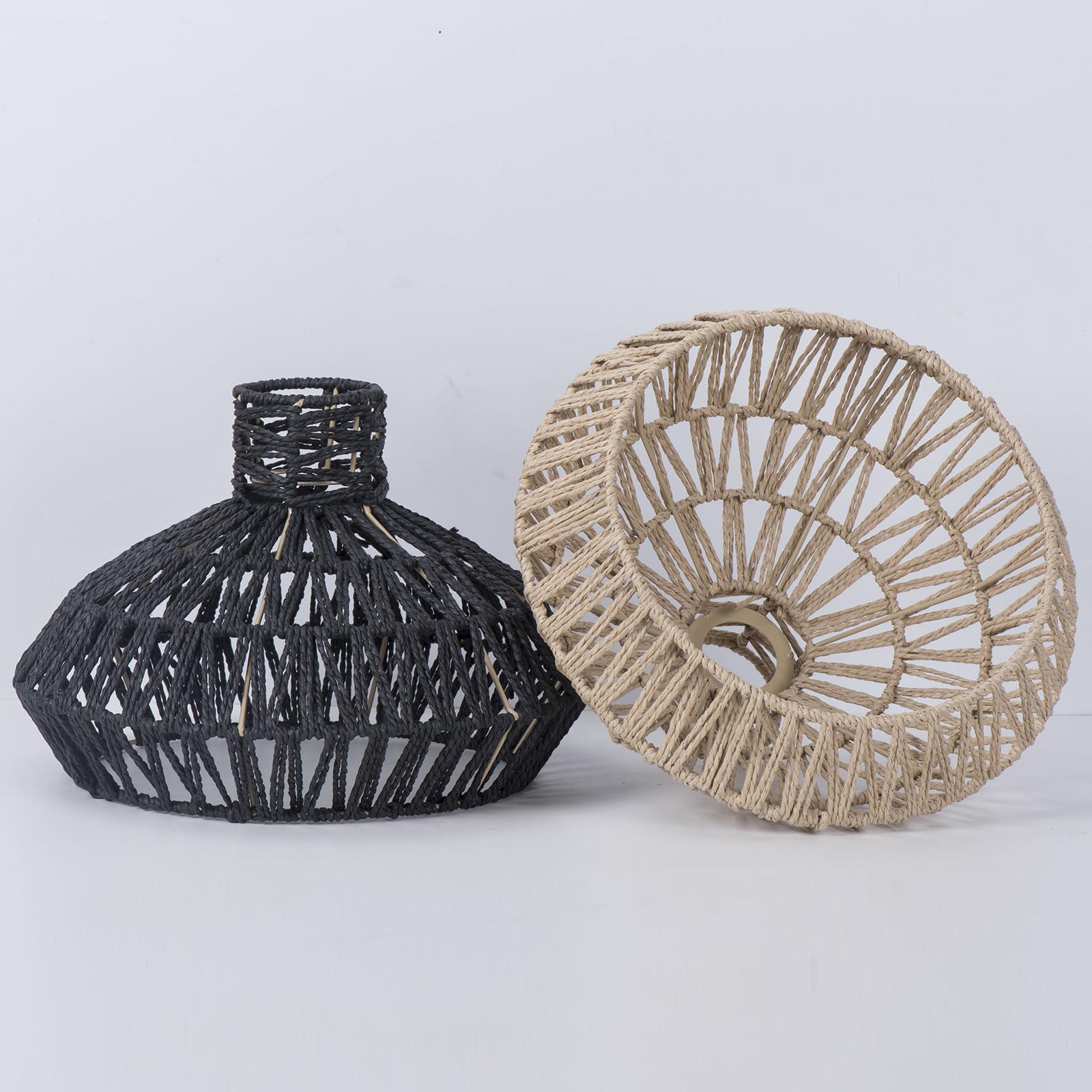 Paper Rope Hand Woven Lampshade Rattan Chandelier Lamp Covers Handwoven Rope Lampshade Rustic Decorative Hanging Lights Decor