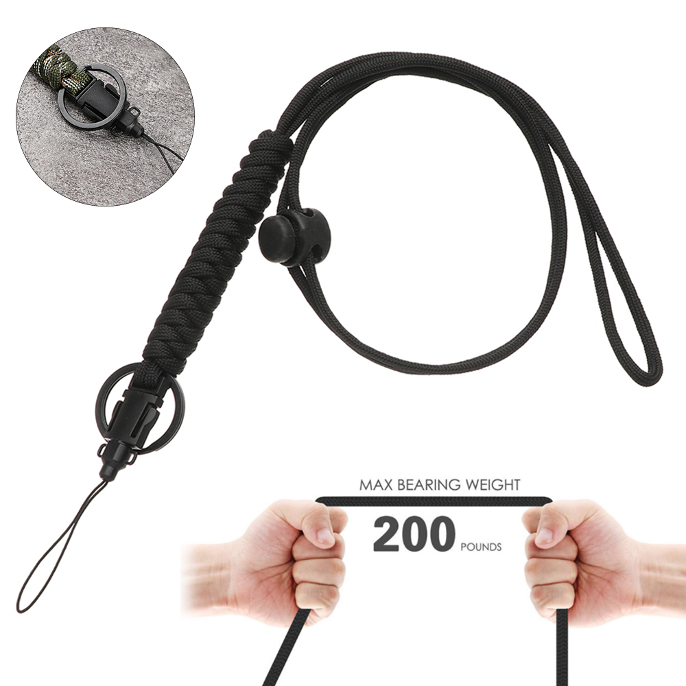 Paracord Keychain Lanyard Rotatable Buckle High Strength Parachute Cord Mobile Phone Strape Key Ring Neck Hanging Rope