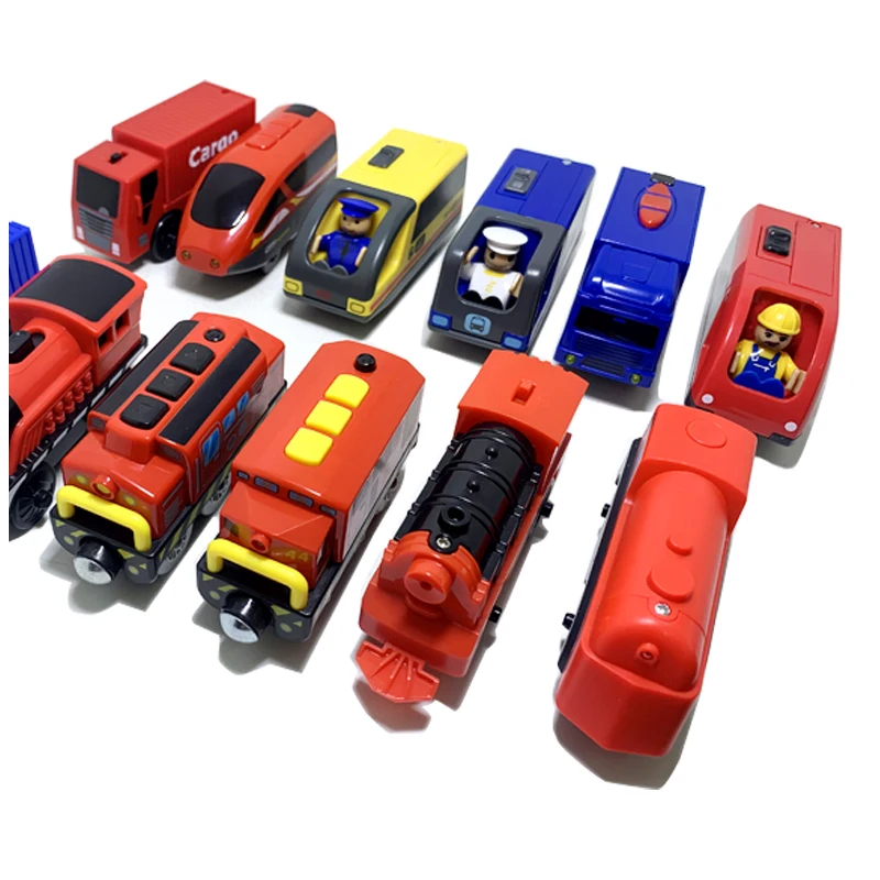 Electric Locomotive Magnetic Car Diecast Slot Fit All Brand Wooden Train Track Railway For Kids children's Educational Toy