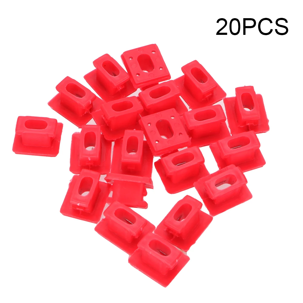 20pcs/set Car Fasten Clips Red Insert Grommets Panel Fixing Buckles For BMW E46/E65/E66/E83N Dashboard Dash Trim Strip Clips