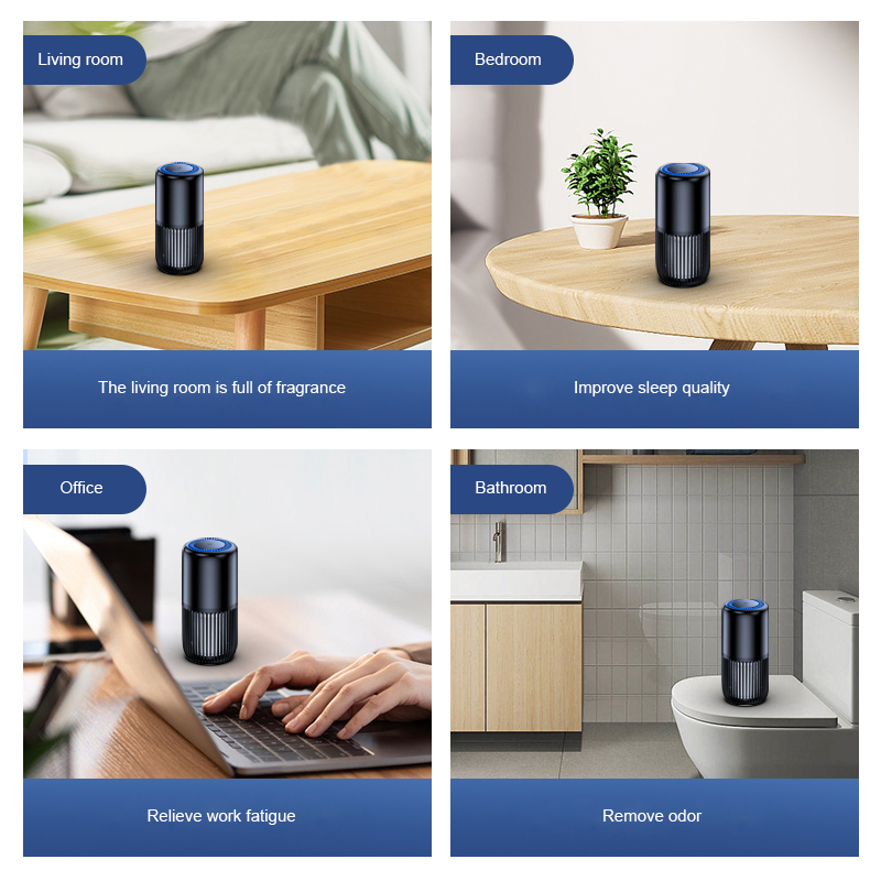 Portable Mini Air Purifier For Car USB HEPA Filters Air Cleaner Desktop Home Aromatherapy Tablets Inside With LED Night Light