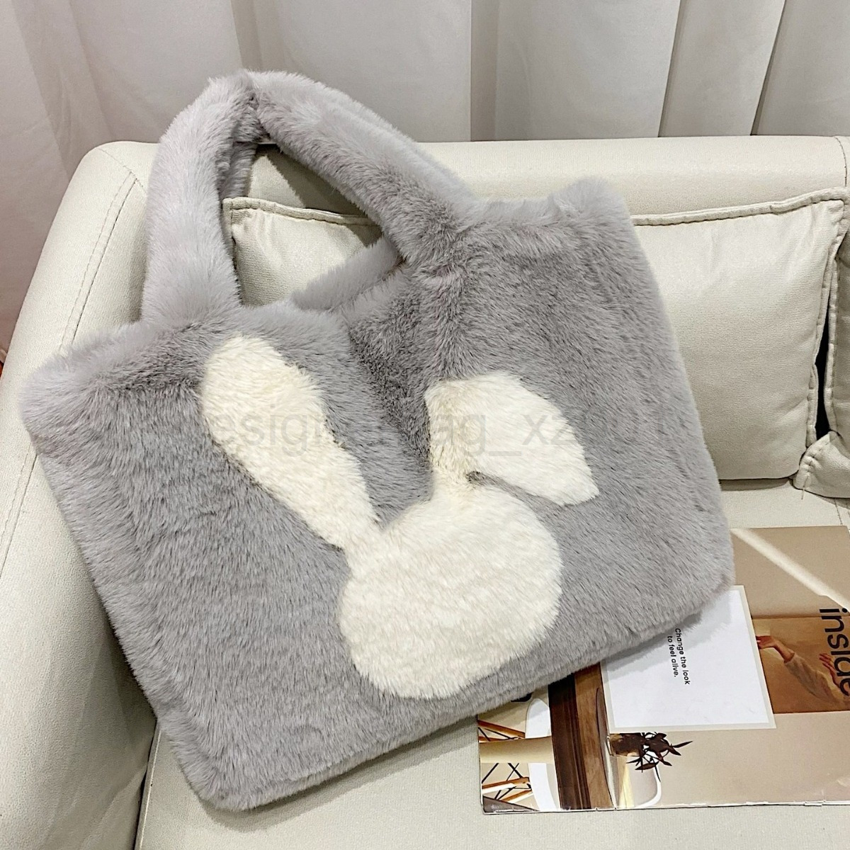 Fashion Classic Bag Designer 10a Top Woman Handbagevening Bags New Hairy with Cute Rabbit Pattern Large Capacity Plush Tote Celebrity Casual Shoulder