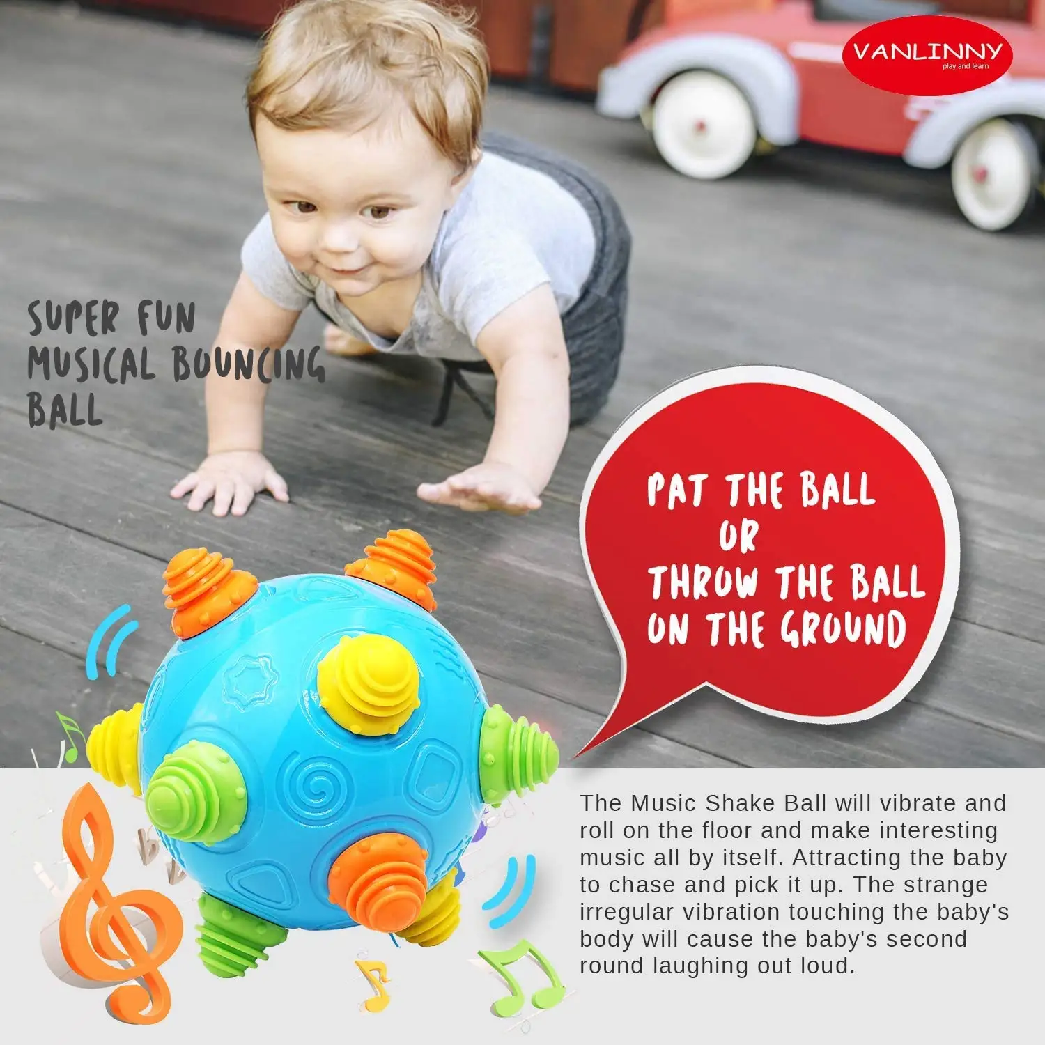 Baby Music Bouncing Ball Infant Crawling Tummy Time Toys Toddlers Bumble Dancing Ball Interactive Toy Educational Sensory Ball