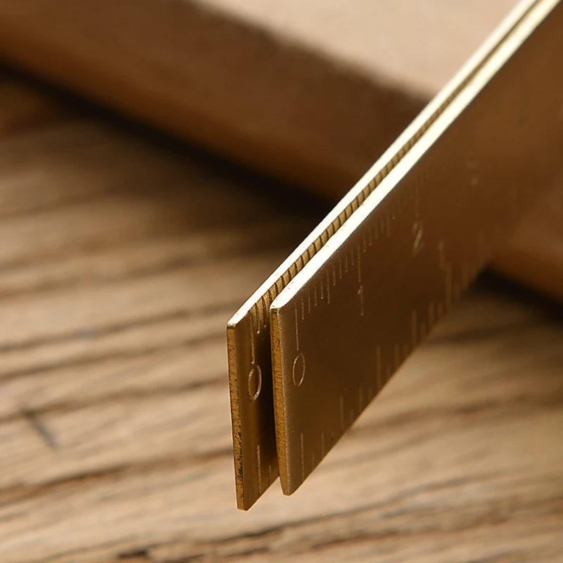 Vintage Brass Straight Ruler for Students Creative Metal Triangle Ruler Protractor Stationery Measuring Tool School Supplies New