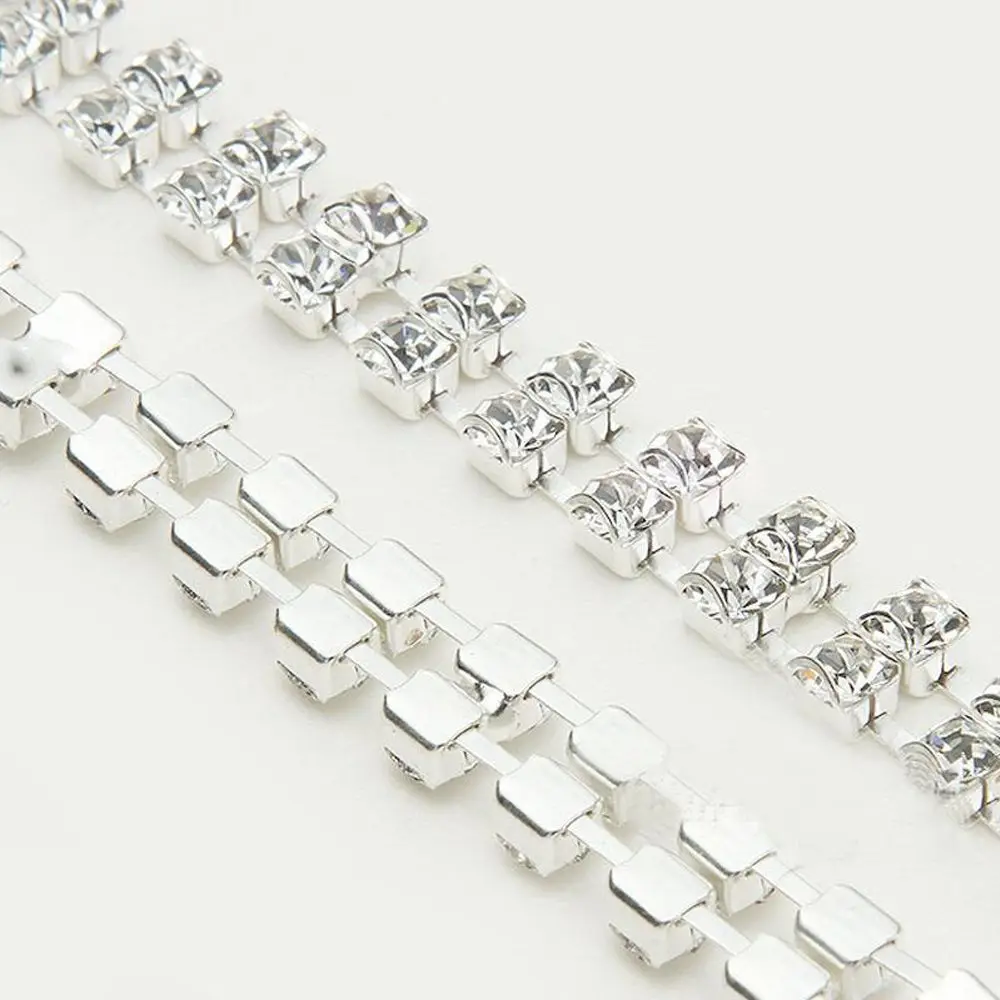 1 Pair Women Clothing Intimates Adjustable Metal Double Row Bra Straps Crystal Diamante Rhinestone Bra Shoulder Belt