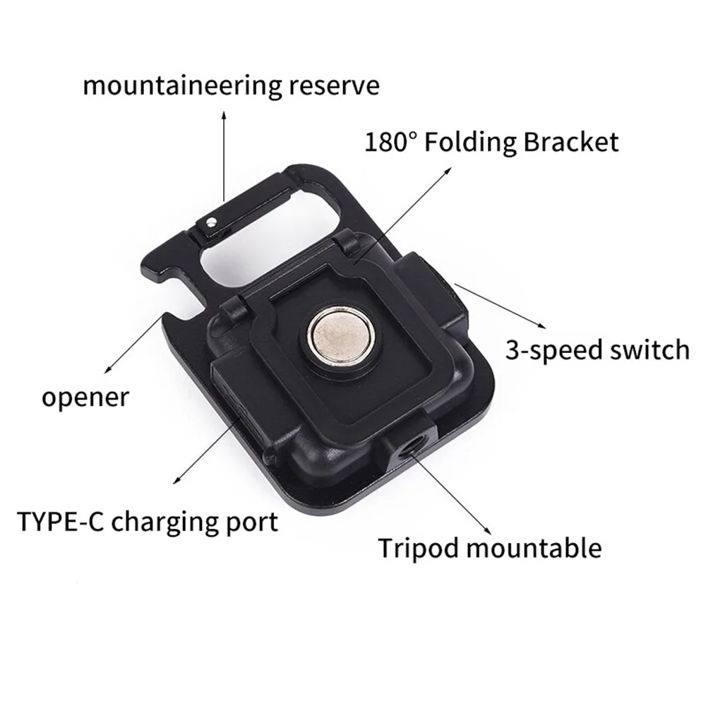 High Bright COB LED Multifunctional Mini Keychain Light Aluminum Alloy Work Light Outdoor PortableUSB Charging Waterproof