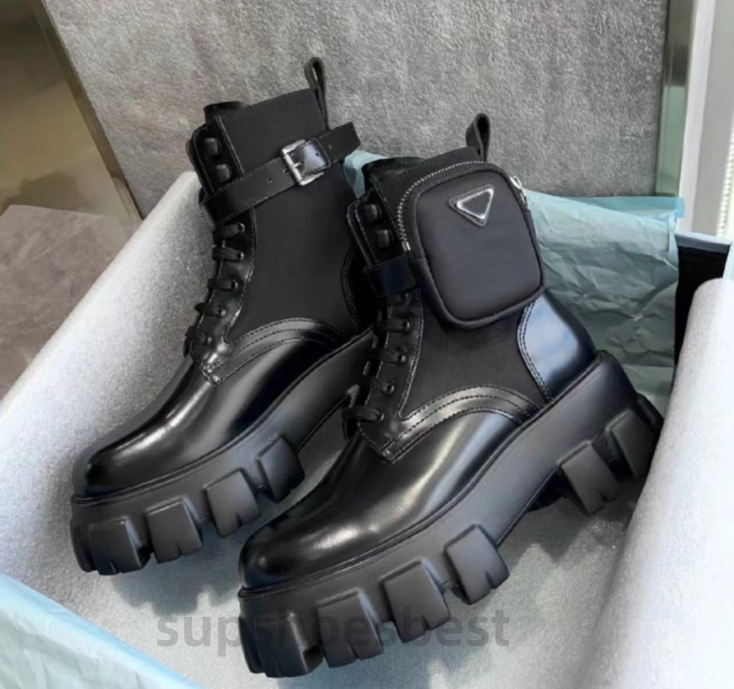 Designer boots Monolith triangle logo casual black leather boots for women add platform sneaker Cloud Classic patent matte loafer dress shoes leather boots