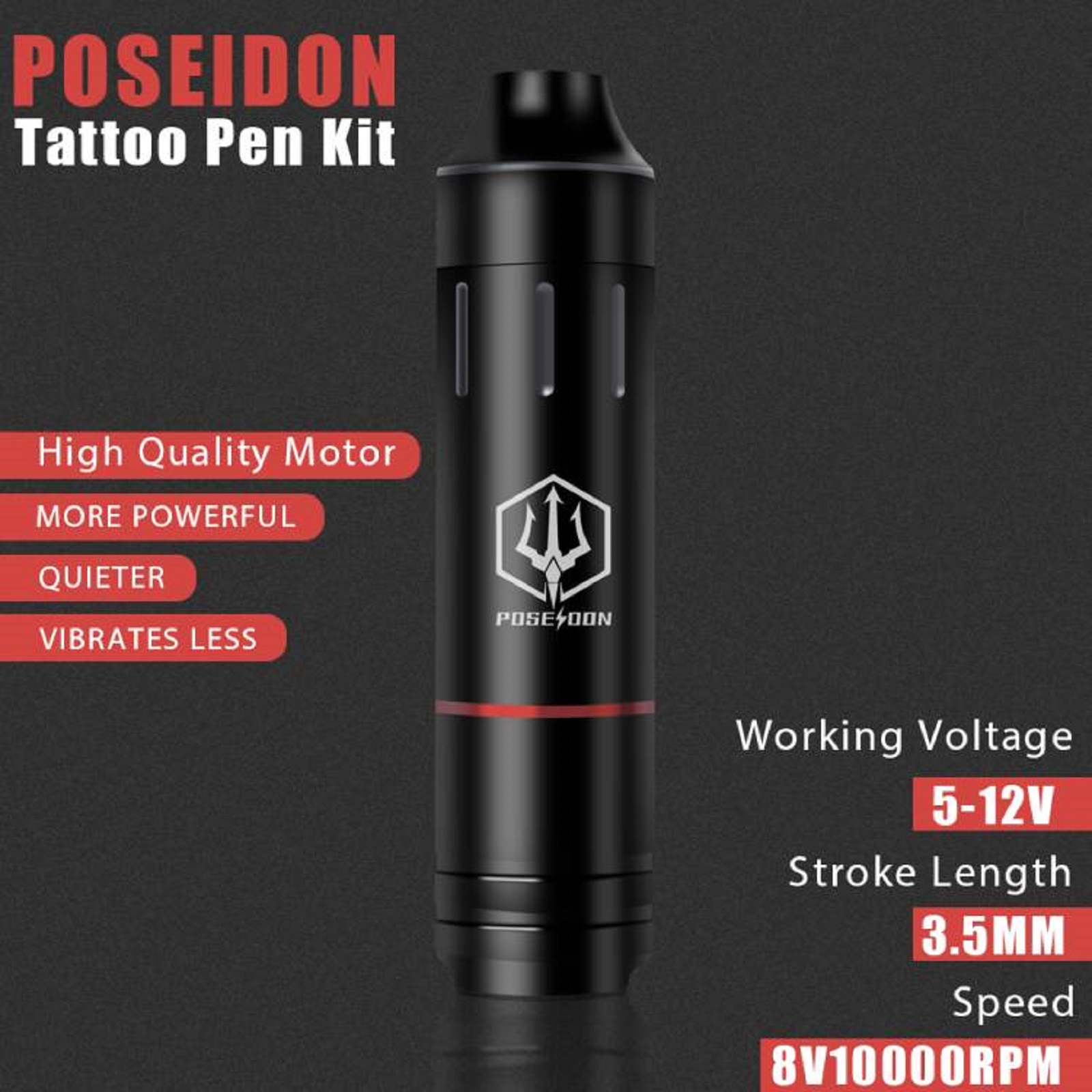 POSEIDON Tattoo Kit Tattoo Machine Kit With Power Supply RCA Interface Tattoo Pen Kit Tattoo Gun Kit Tattoo Rotary Electric Pen