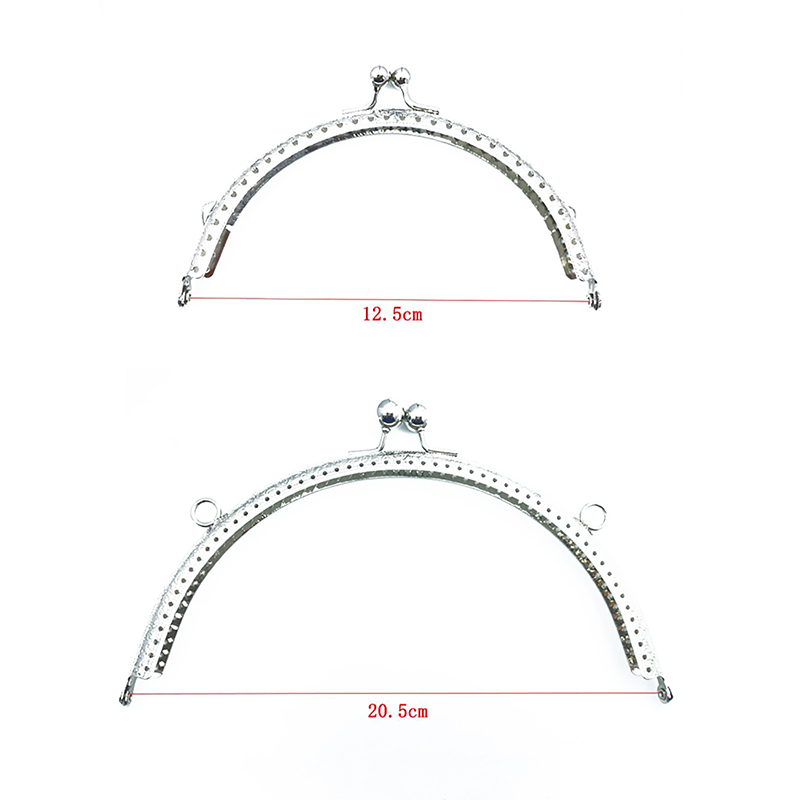 1PCS 8.5/10.5/12.5/15.5CM Glossy Silver Basic Semicircle Metal Purse Frame Kiss Clasp Lock DIY Bag Accessories