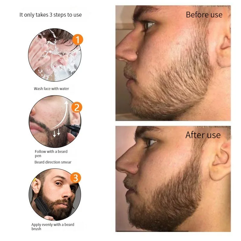 Beard Pen Men Whisker Pencil Filler Pencil Brush Moustache Coloring Coverage Enhancer Mustache Repair Shape Waterproof Hair Pen