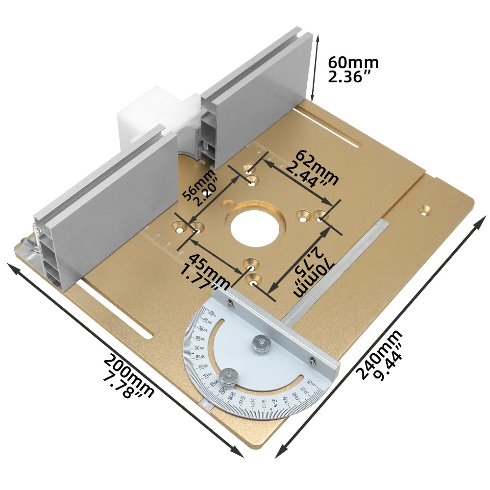 C8 Aluminum Router Table Insert Plate W/Miter Gauge for Woodworking Benches Table Saw Multifunctional Trimmer Engraving Machine