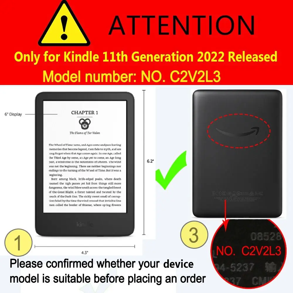 For All-new Kindle 11th 2022 Released 6 inch C2V2L3 Magnetic Smart Cover PU Leather Screen Protector Folio Case With Handle