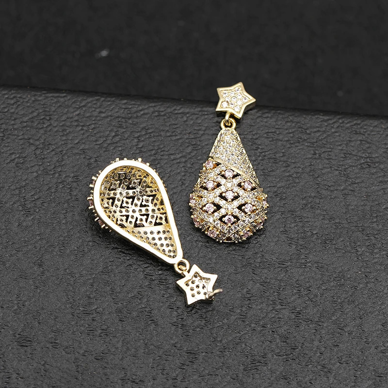 Trend Straight Pendant Earrings Gold Silver Christmas Copper Zircon Jewelry High Quality Christmas Gifts 241031