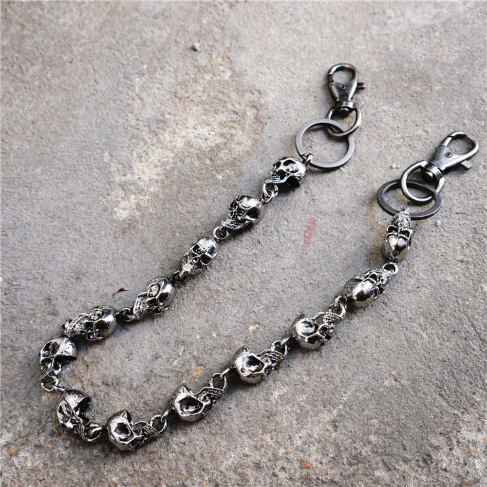 Punk Skull Jeans Decor Pants Chain Secure Travel Wallet Heavy Duty Link Coil Leash Jewelry