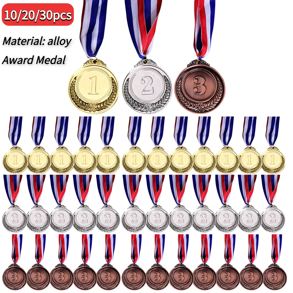 10/20/30pcs Gold Silver Bronze Prizes Winners Medals Sports Day Competitions Awards Medal Adults Children Outdoor Games Souvenir