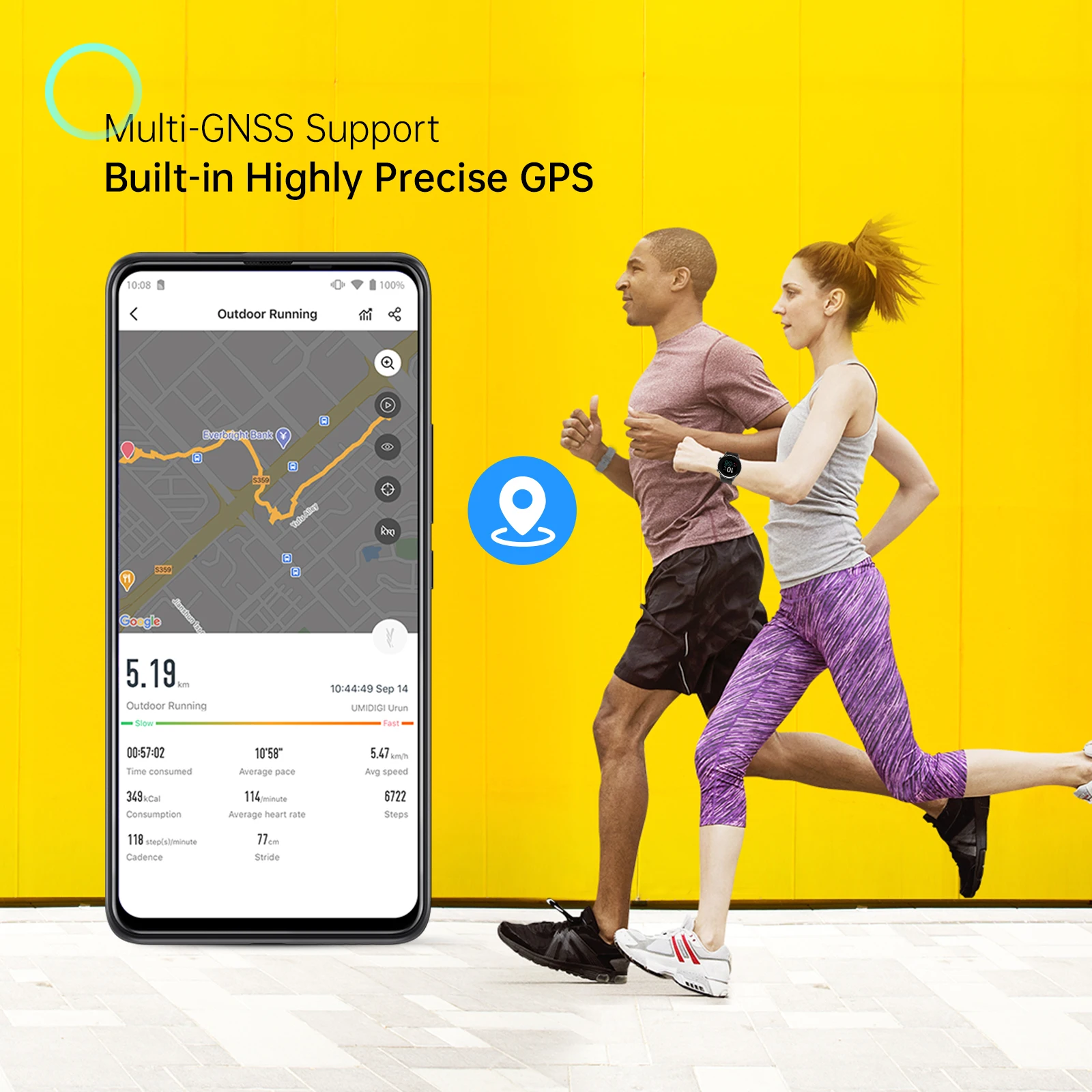 UMIDIGI Urun Smartwatch GPS 1.1" Color Heart Rate Sleep Monitoring Sport Smart Clock 5ATM Waterproof For Android IOS Watch