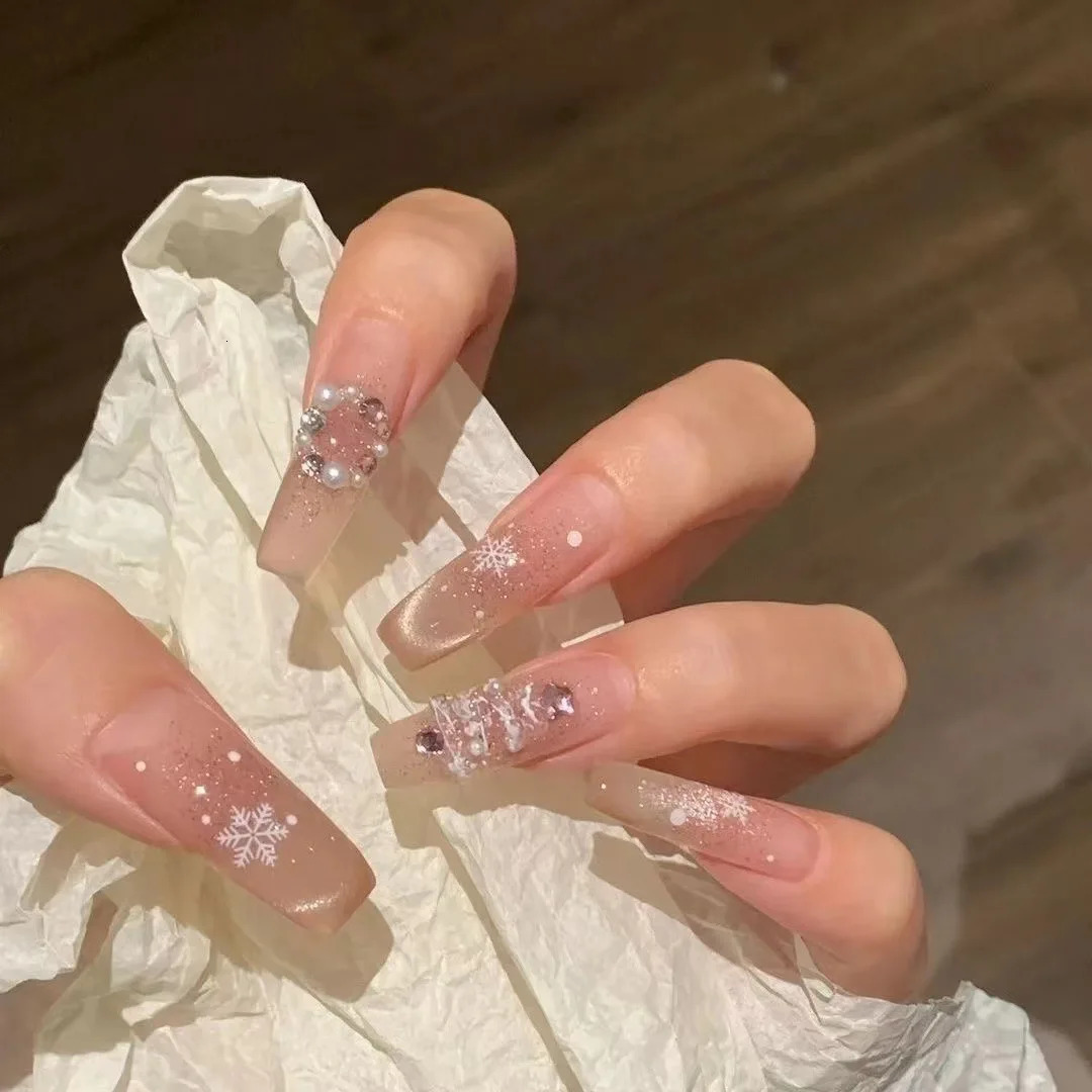 Exploring Snowflake Christmas Cat Eye Weaving Nail Art Patch Handmade Fake Nail Art Patch Wearable Nail Patch 241031