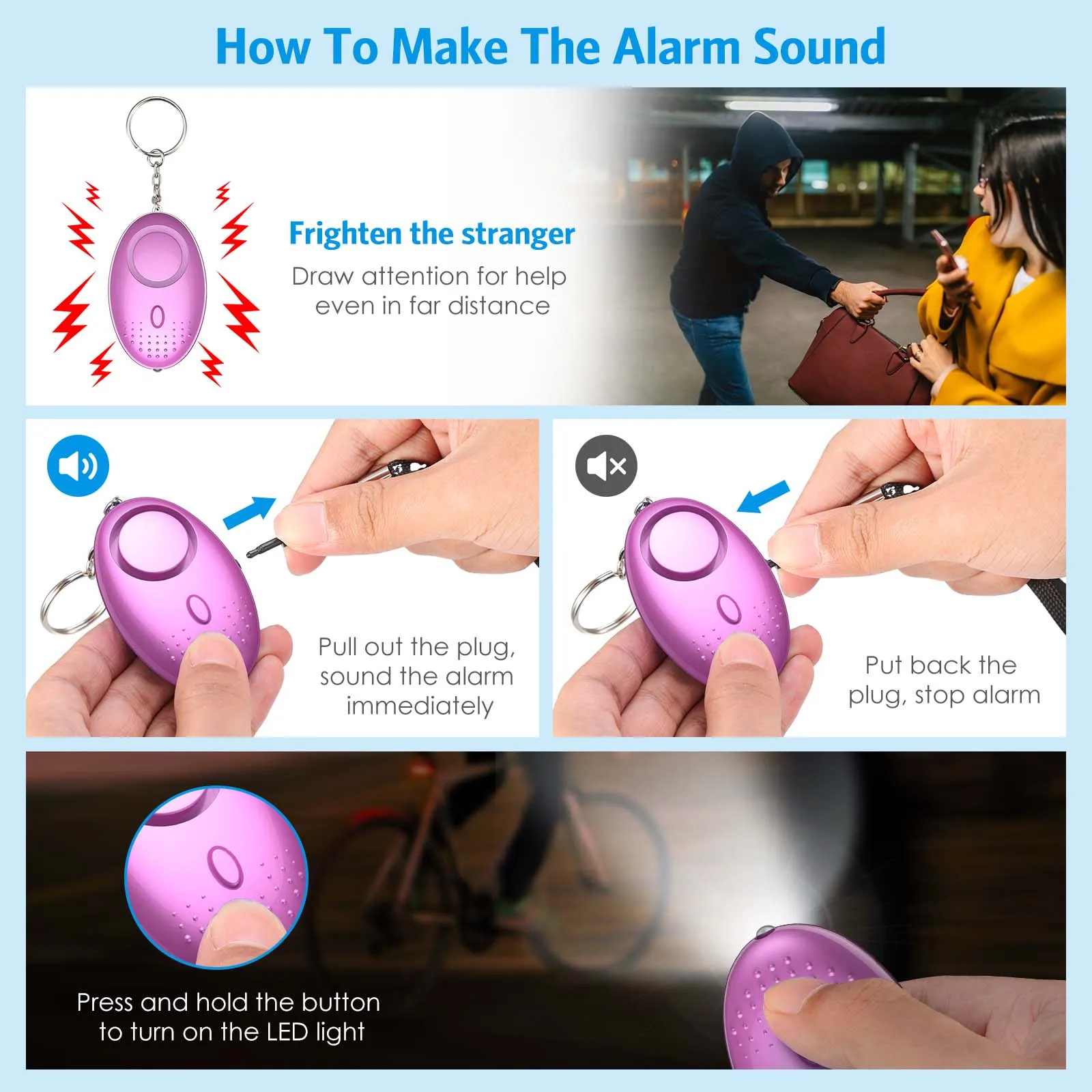 Personal Safety Keychain Alarm Full Set For Women, Safety Keychain Set With Personal AlarmProtective Keychain Accessories Tools