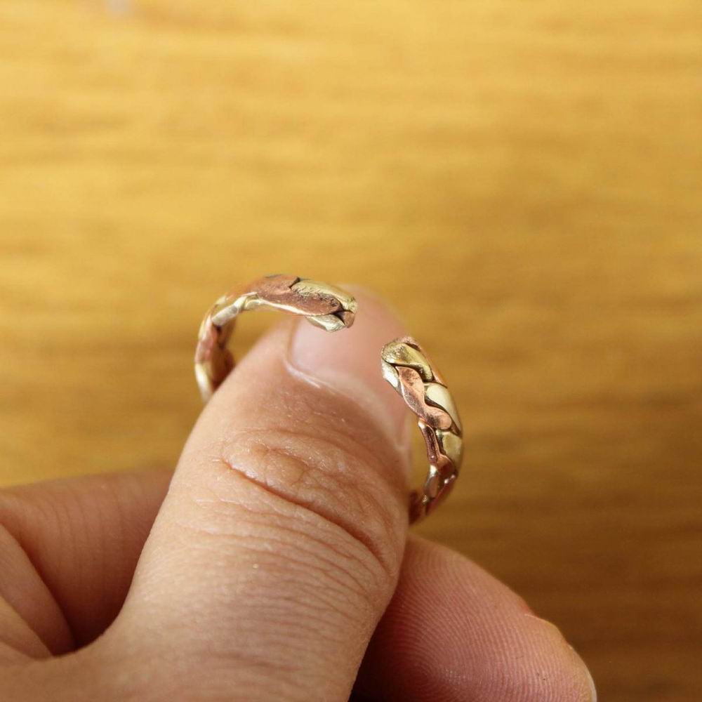 RG369 Ethnic Tibetan Copper Metal Hand Braided 5mm Wide Open Back Ring Adjustable Rings