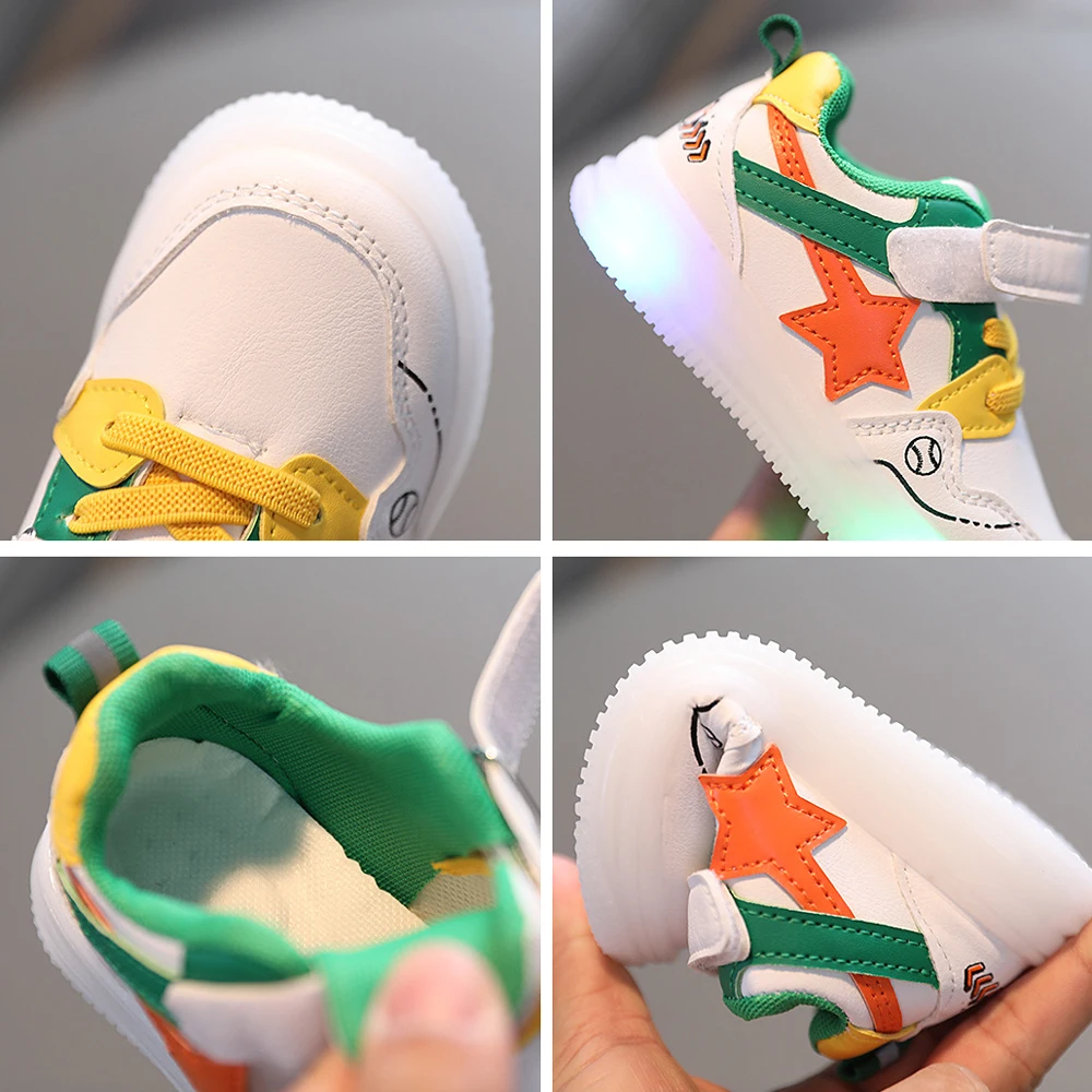 Size 21-30 Kids Led Shoes Boy Sneakers Star Shoes Children Baby Boys Led Light Luminous Running Sport Sneaker Shoes with Light
