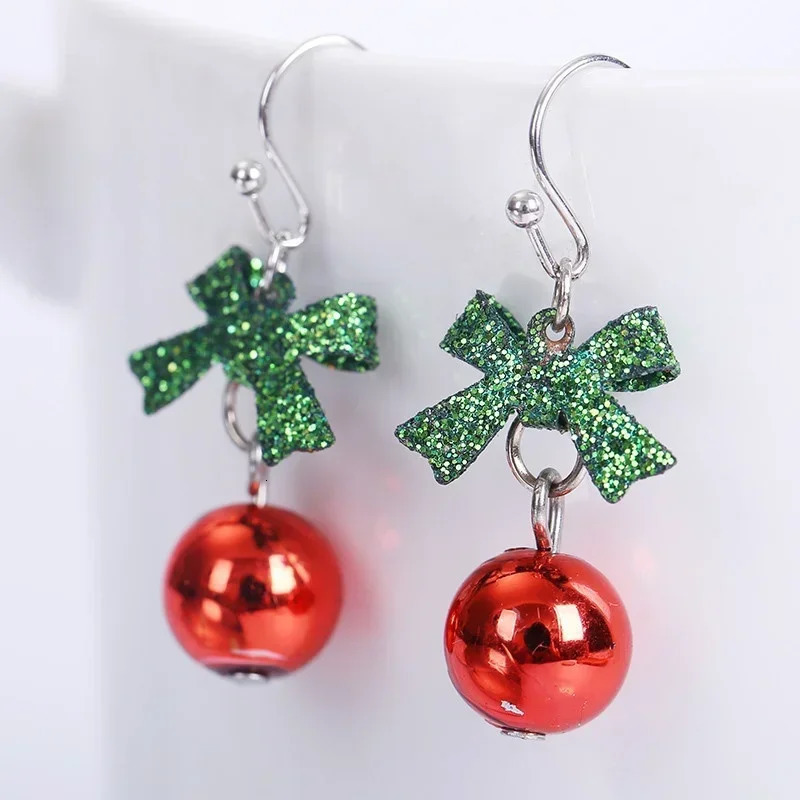Womens Christmas Snowflake Deer Clock Christmas Tree Dropper Ear Hook Pendant Jewelry Birthday Gift 241031