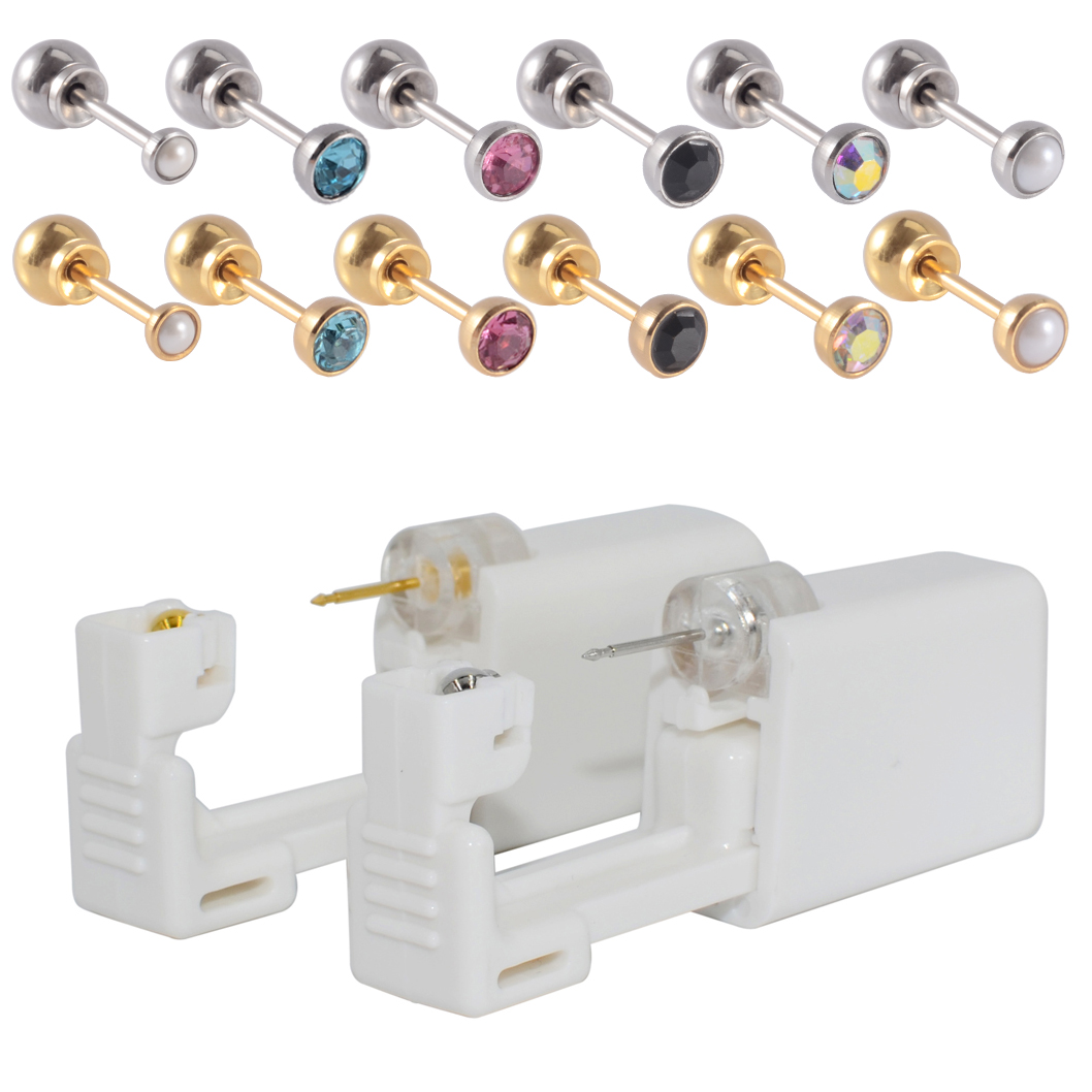 1PC 316L Surgical Steel Ear Stud Disposable Sterile Piercing Stud with Safe Ball Buckle Set Piercing Gun Body Piercing Jewelry