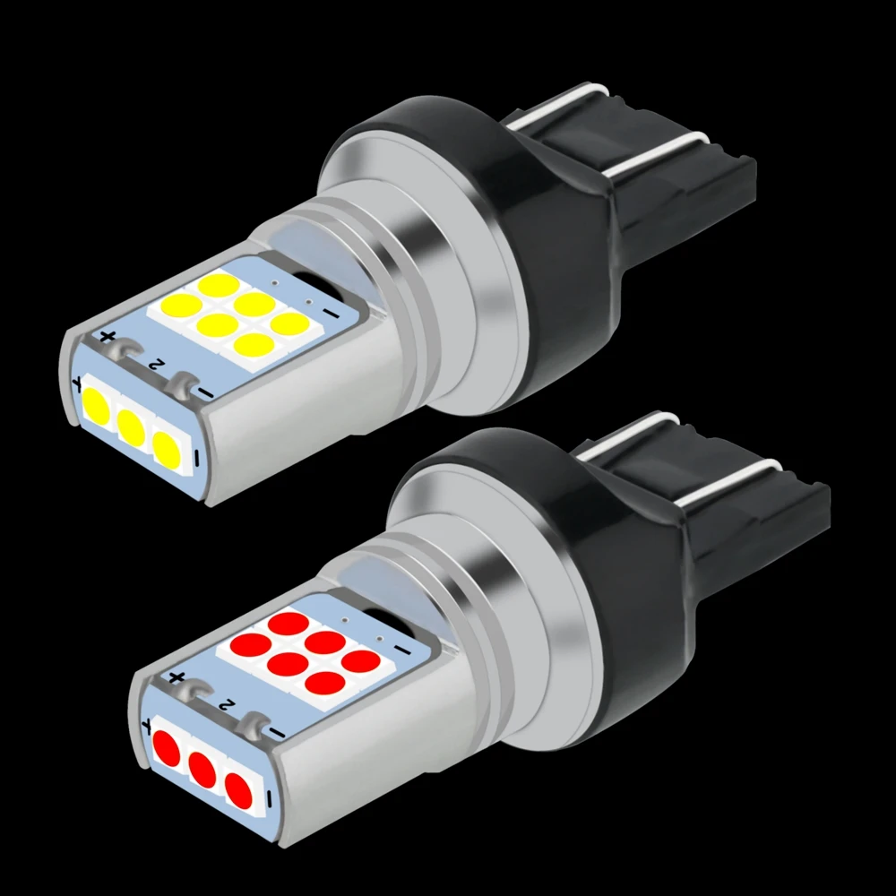 2PCS T20 LED W21/5W W21W Led Bulbs 7443 7440 Super Bright Car Brake Lamp WY21W Turn Signals Auto Reverse Light Red White Yellow
