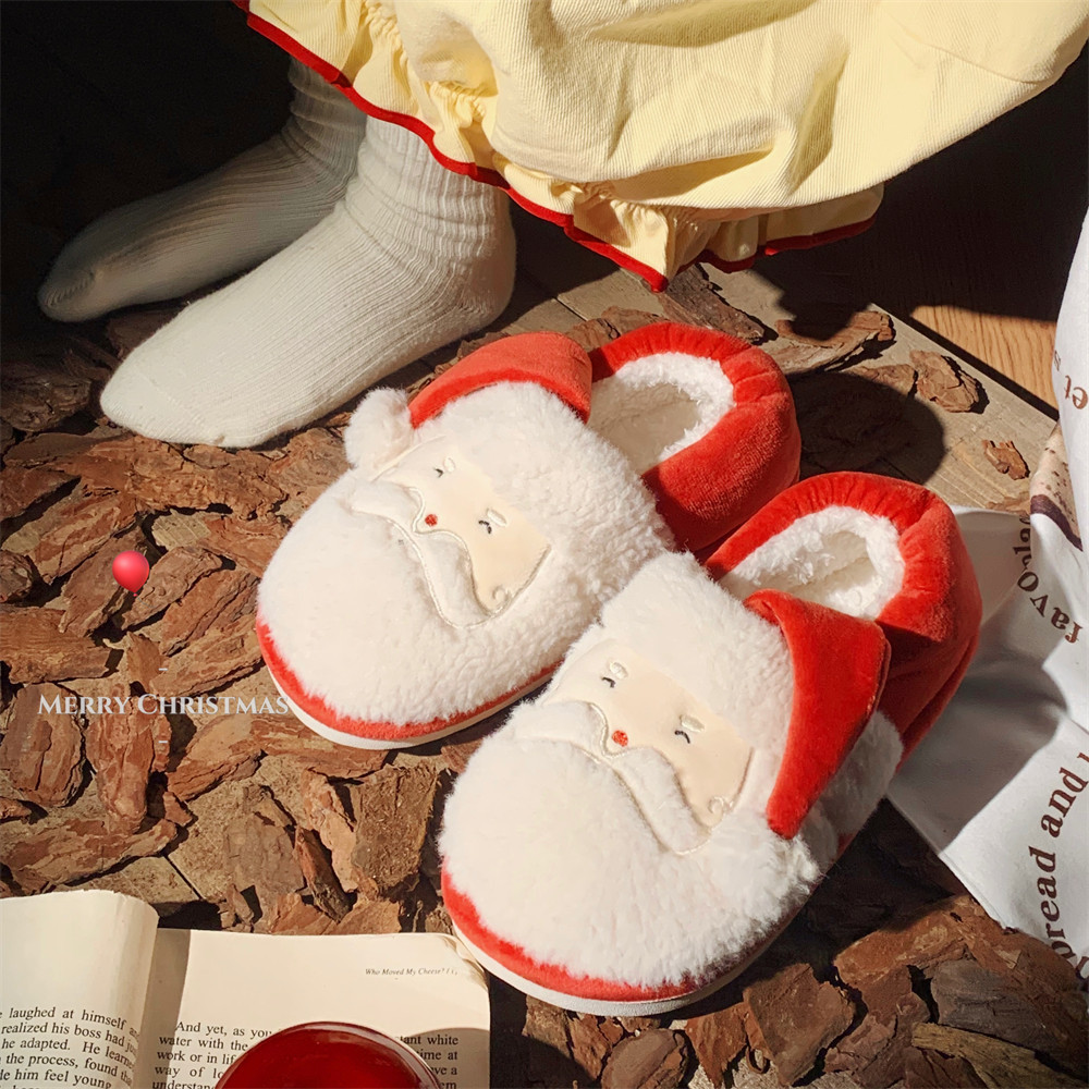 Women's Winter toe Pack Warm cotton slippers Santa Soft sole Slipper men's indoor floor flat home couple non-slip shoes