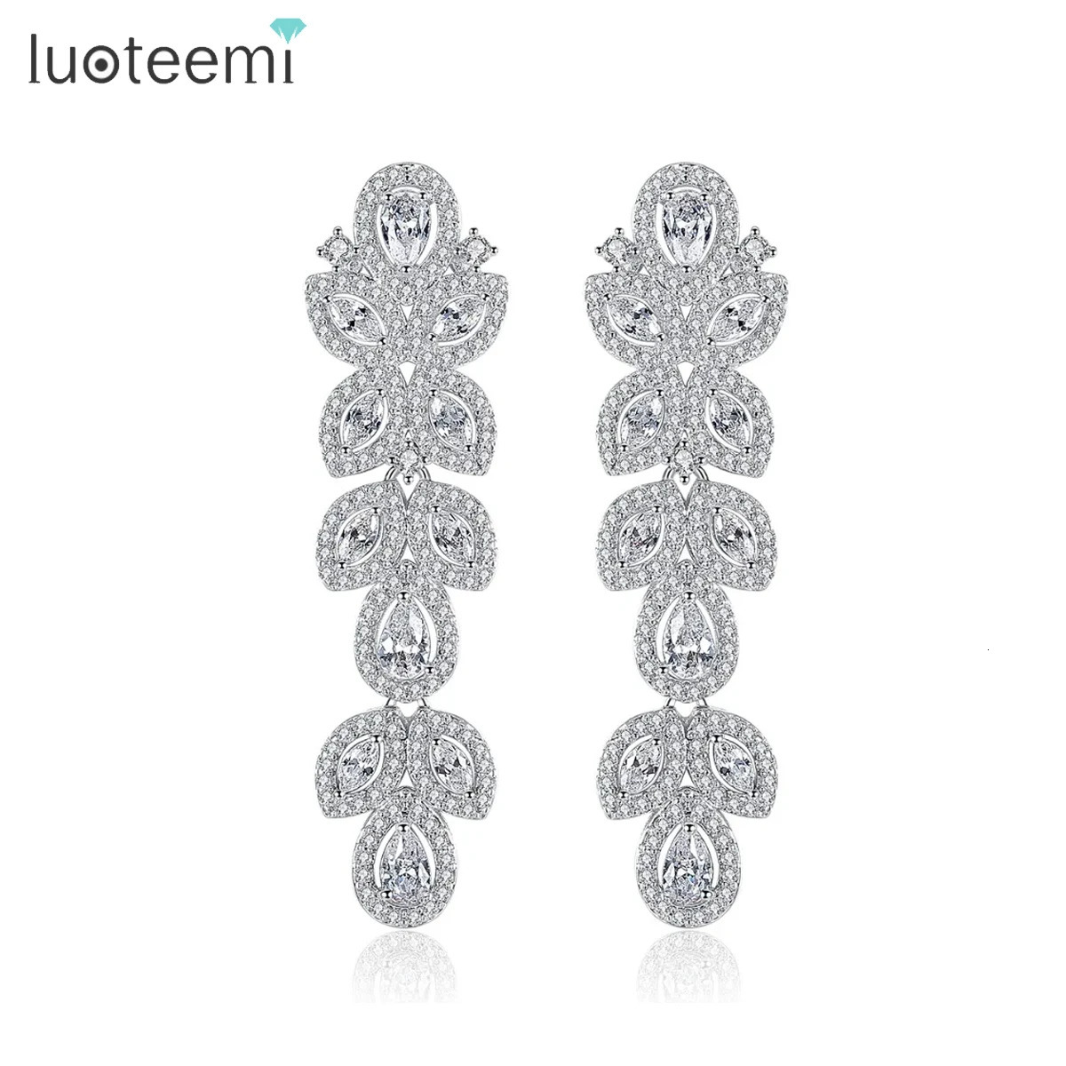 LUOTEEMI n Womens Long Hanging Earrings Irregular CZ Pendant Olberen Fashion Retro Accessories Christmas Gift 241031