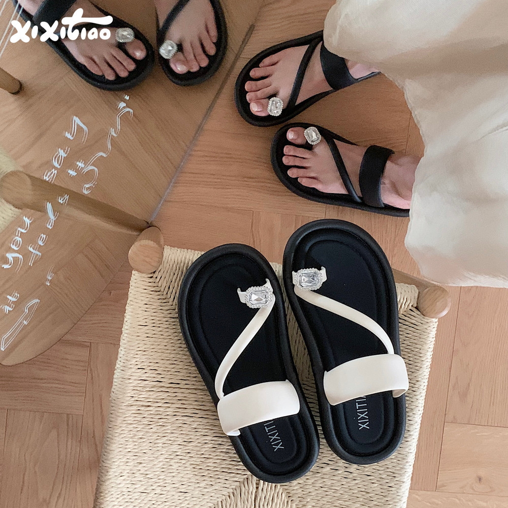 Summer slippers Bathroom deck non-slip women's simple color matching family flip-flops Beach women's slippers Slipper slide indoor outdoor