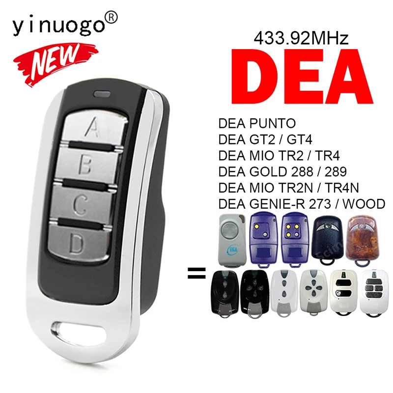 For DEA TR2 GT2 PUNTO new GT4 MIO TR4 GOLD 288 289 MIO TR2N TR4N GENIE-R 273 WOOD Garage Door 2025 Opener 433.92MHz DEA Remote Control